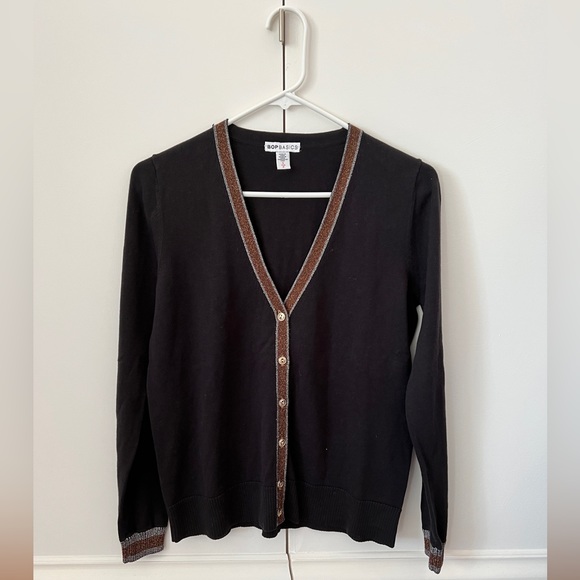Bop Basics by Shopbop 💫EUC💫 Metallic Trim Cotton Cardigan - S - Sold Out - Picture 4 of 16